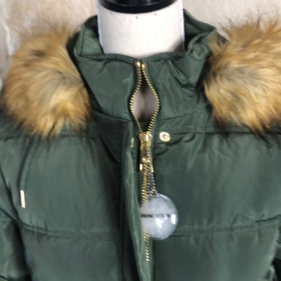 NWT ADRIENNE VITTADINI Long Puffer Coat Jacket with faux fur trim - Picture 4 of 16